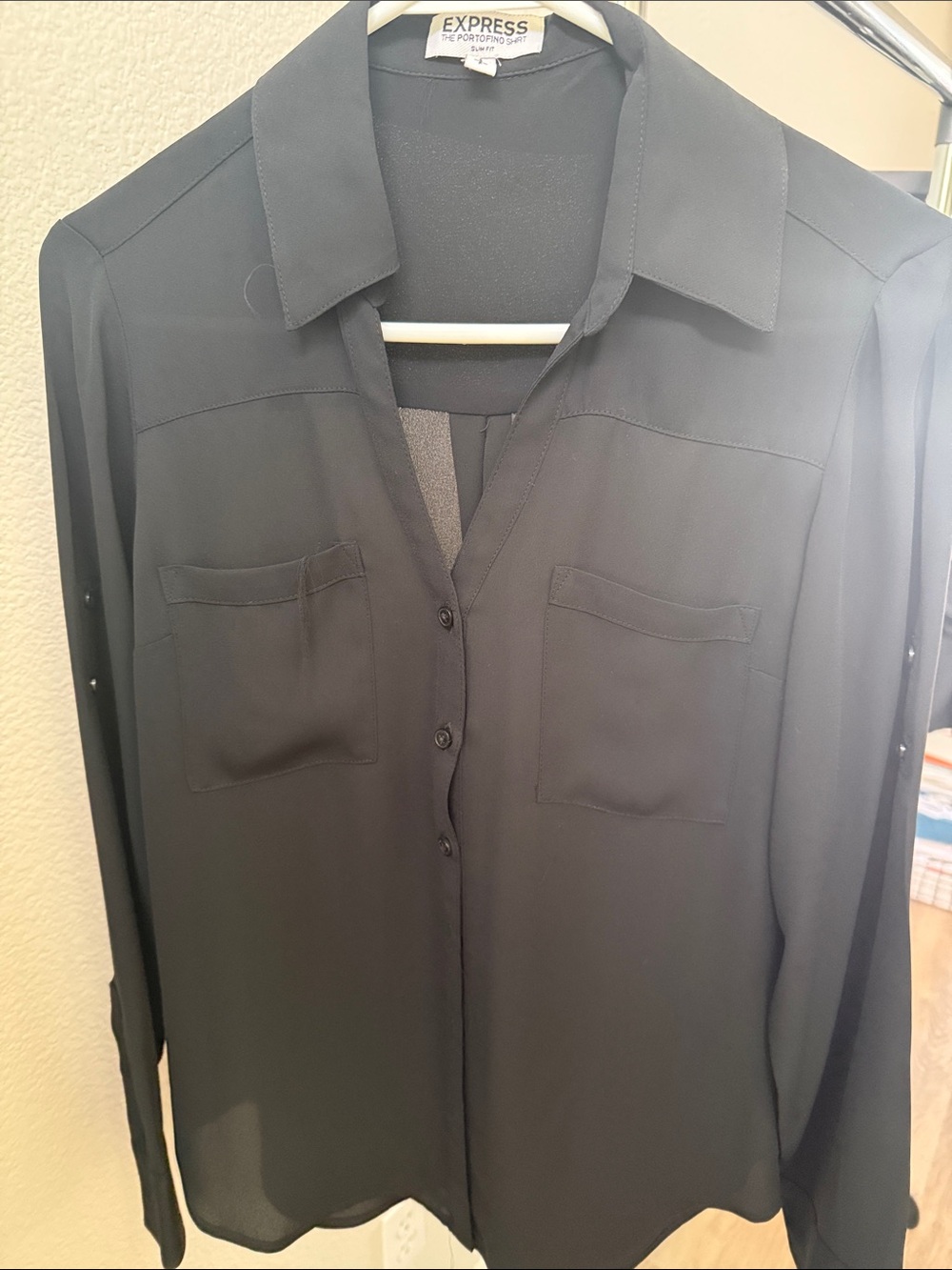 Express Black Portofino Button-Front Blouse